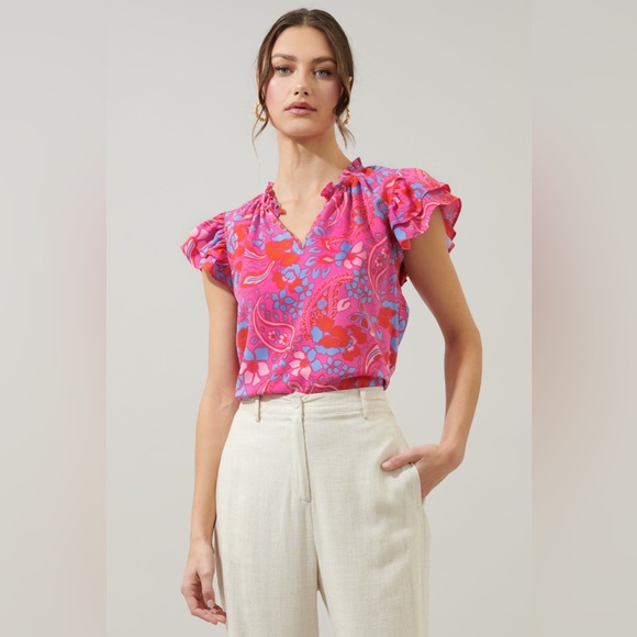 Sugarlips Tops - SUGARLIPS Sao Paulo Garnet Bellissima
Ruffle Sleeve Top